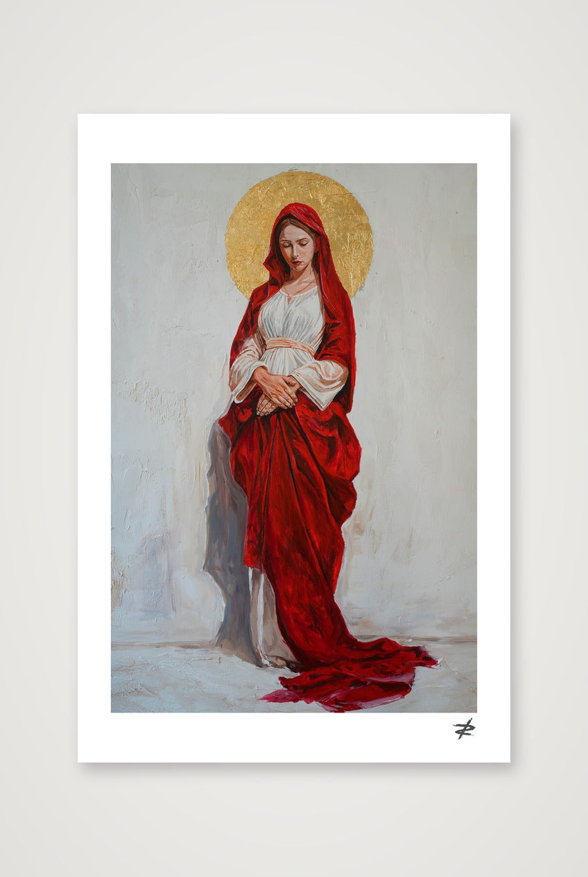 Virgin Mary in Red — 30×45cm, 12×18" Print only