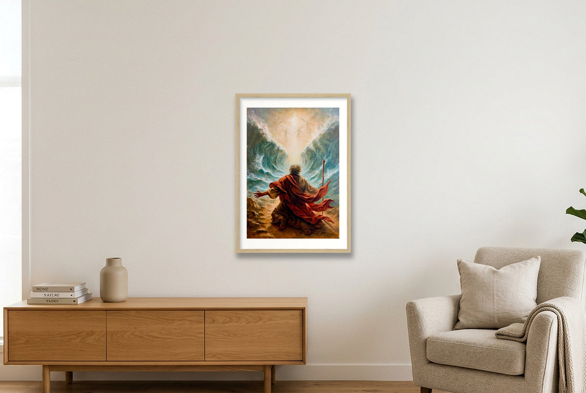The Waters Heard His Name — 42×59cm, 17×23" Oak Frame