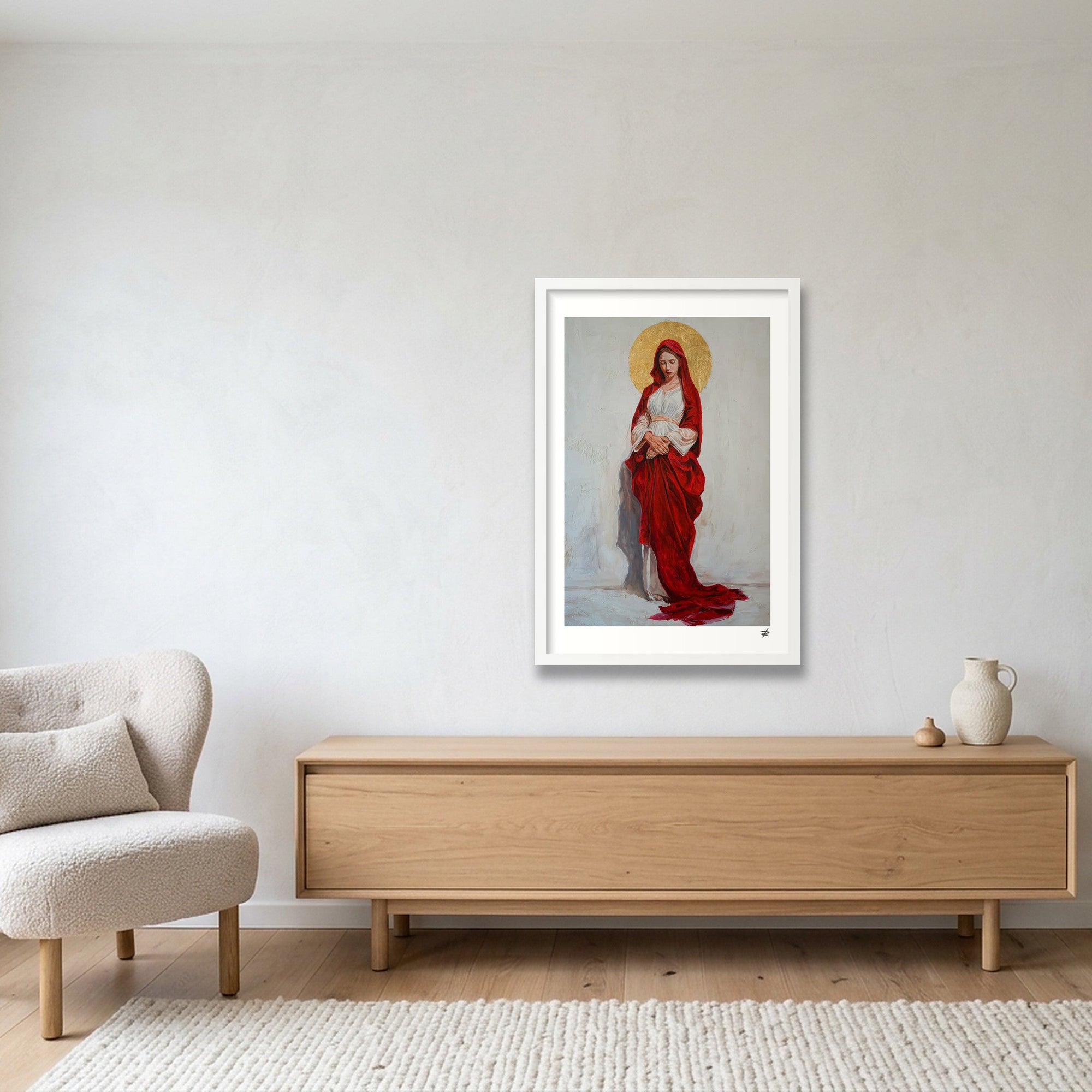 Virgin Mary in Red — 40×60cm, 16×24" White Frame