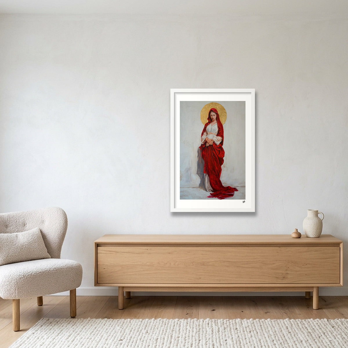 Virgin Mary in Red — 40×60cm, 16×24" White Frame