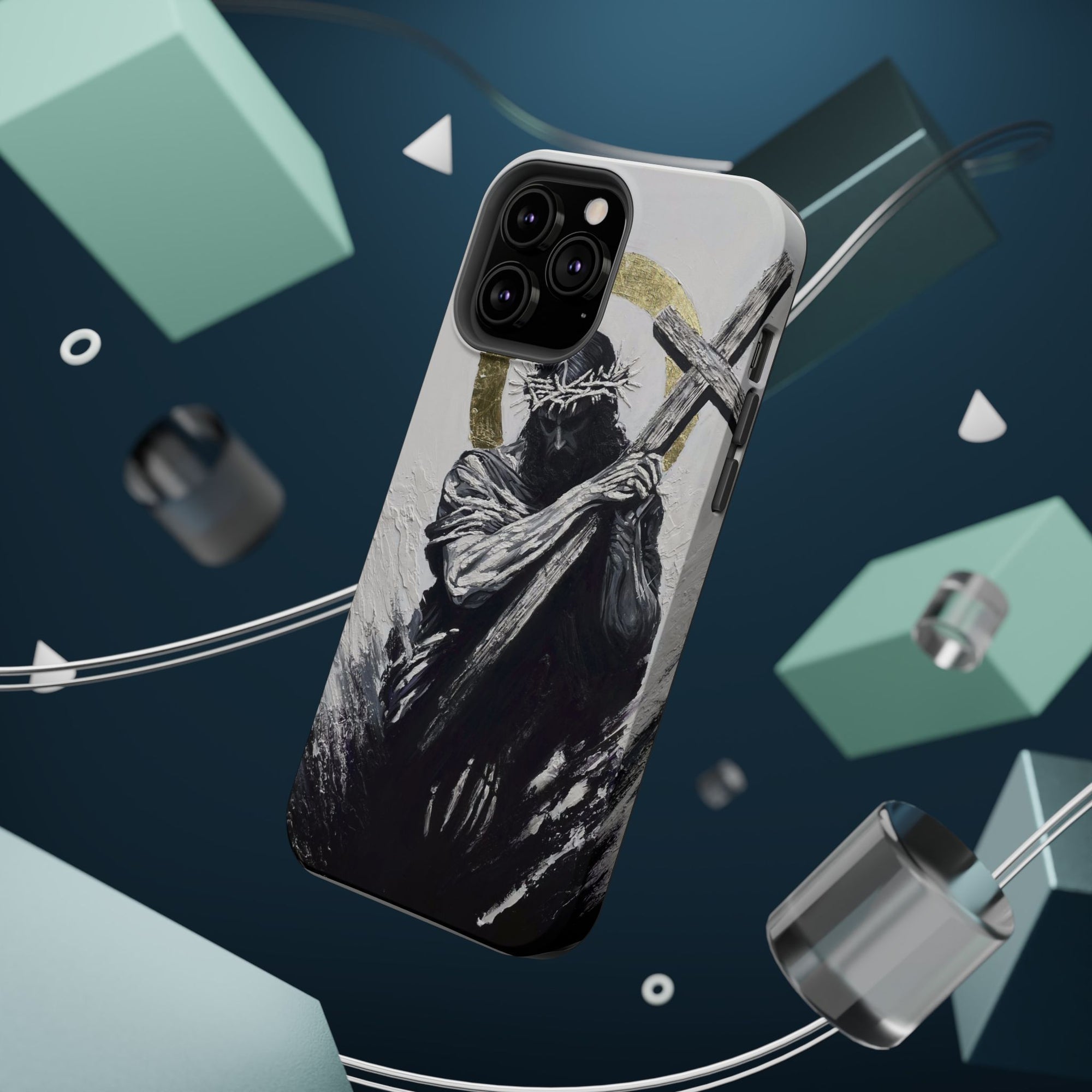Jesus Christ defeating Satan — Magnetic Impact-Resistant Phone Cover