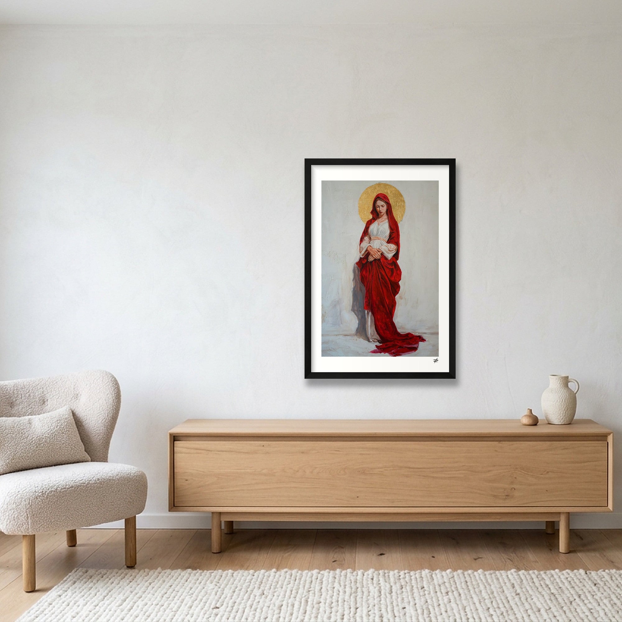 Virgin Mary in Red — 40×60cm, 16×24" Black Frame